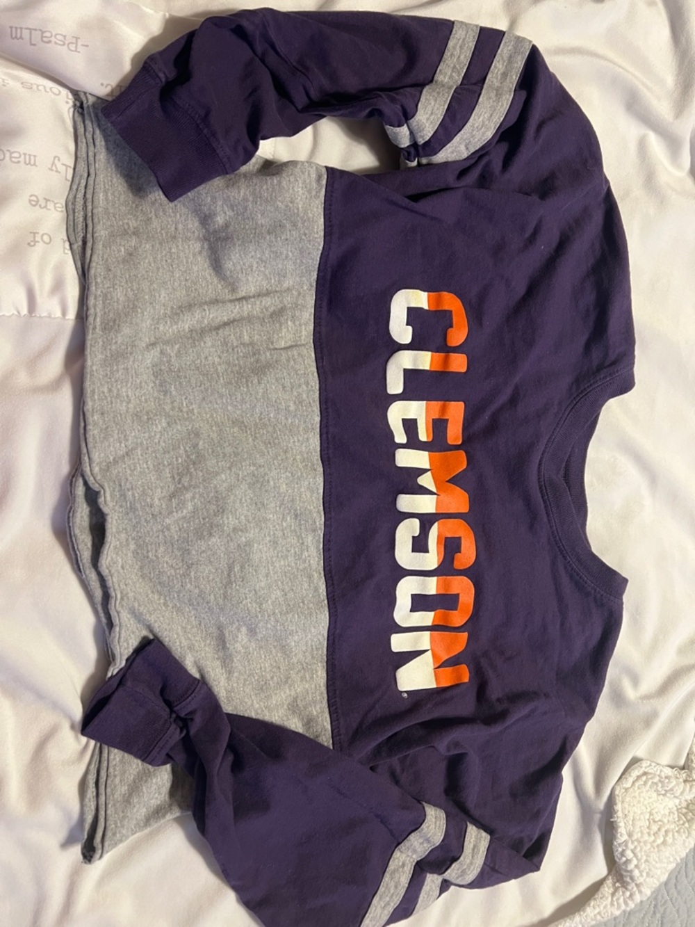 boxercraft Purple & Gray Clemson Long Sleeve Colorblock Tee